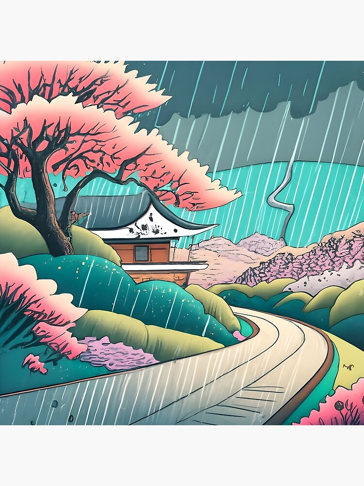 Thumbnail 4 of 4, Pillow, Old abandoned Traditional Japanese house Minka Drawing designed and sold by Patricks-Art.