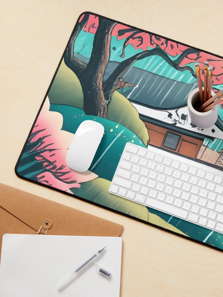 Thumbnail 3 of 5, Mouse Pad, Old abandoned Traditional Japanese house Minka Drawing designed and sold by Patricks-Art.