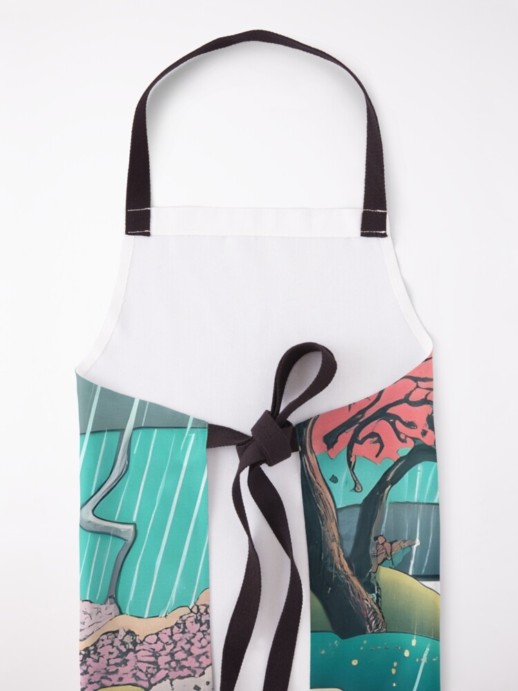 Thumbnail 5 of 6, Apron, Old abandoned Traditional Japanese house Minka Drawing designed and sold by Patricks-Art.