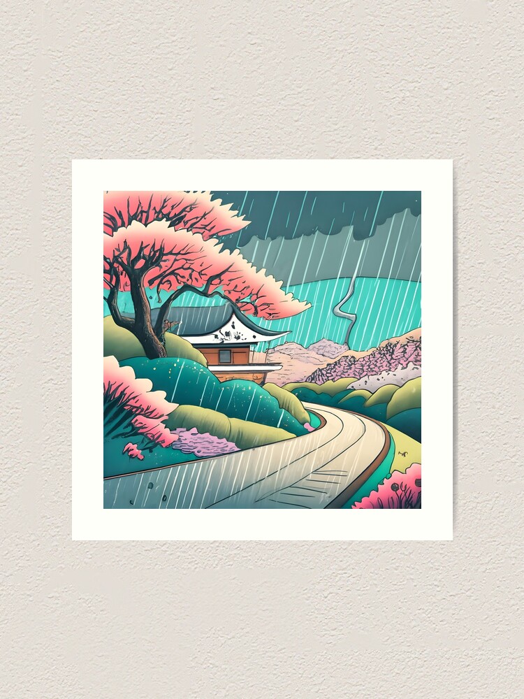 Thumbnail 2 of 3, Art Print, Old abandoned Traditional Japanese house Minka Drawing designed and sold by Patricks-Art.