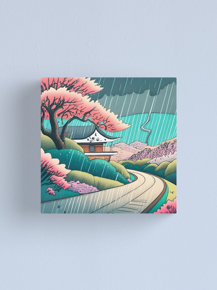 Thumbnail 1 of 3, Canvas Print, Old abandoned Traditional Japanese house Minka Drawing designed and sold by Patricks-Art.