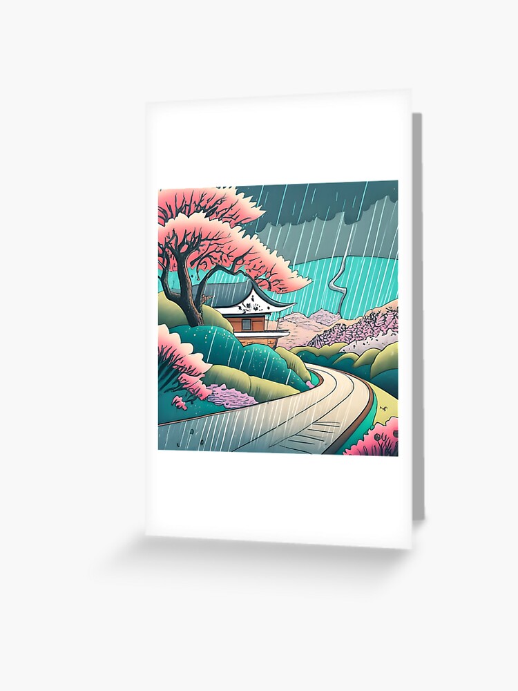 Thumbnail 1 of 2, Greeting Card, Old abandoned Traditional Japanese house Minka Drawing designed and sold by Patricks-Art.