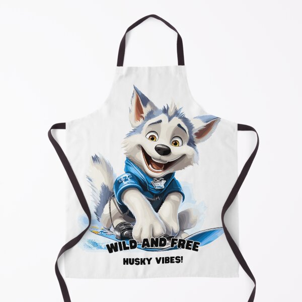 Aperçu de l'œuvre Husky's Glacier Glide : T-shirt Snowy Ski Odyssey créée et vendue par Moisky Art.