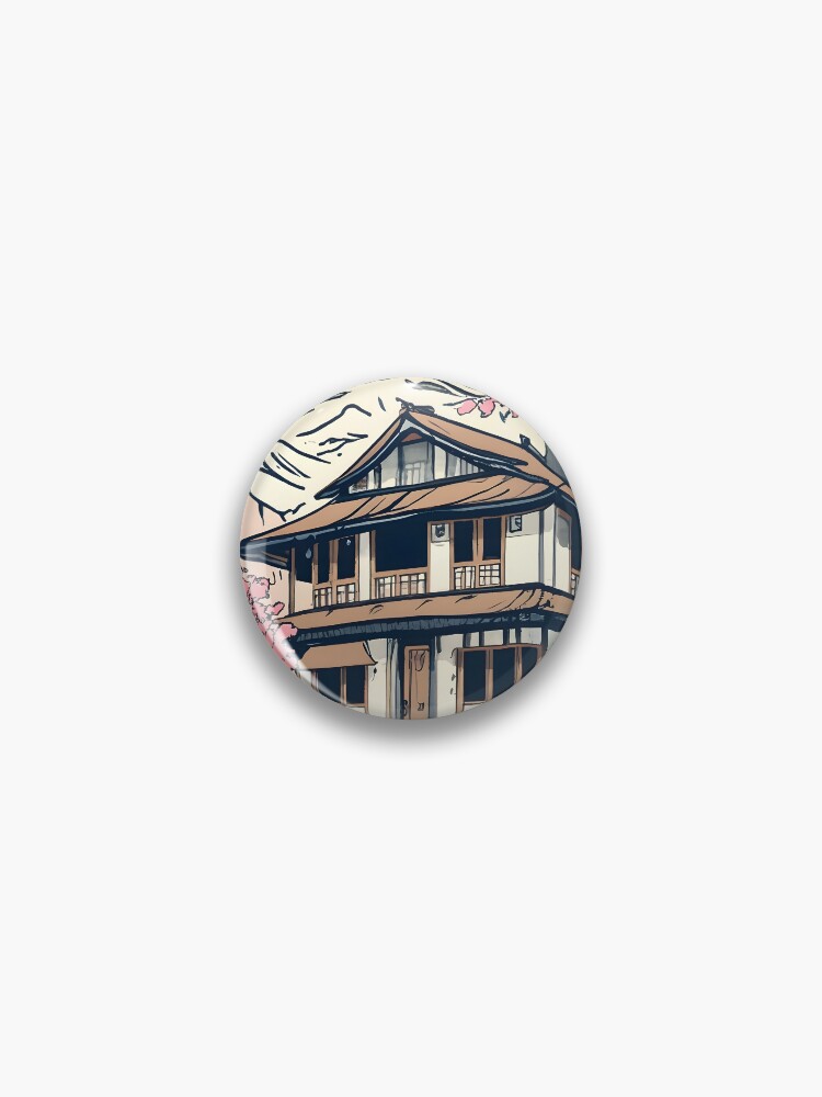 Thumbnail 1 of 3, Pin, Old abandoned Traditional Japanese house Minka Drawing designed and sold by Patricks-Art.