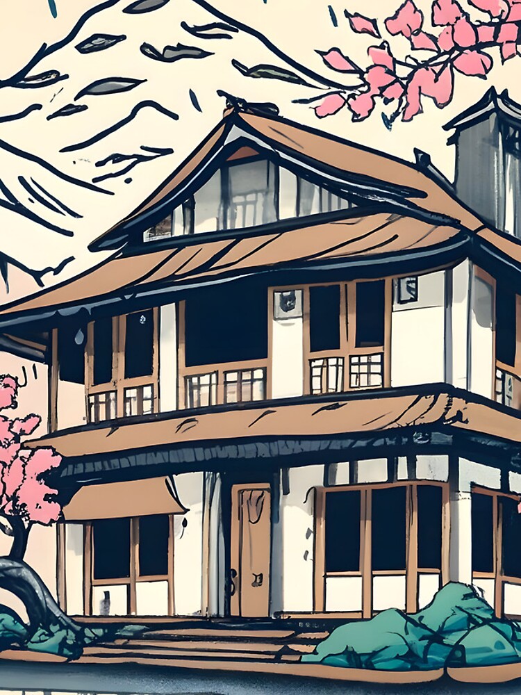Thumbnail 4 of 4, iPhone Case, Old abandoned Traditional Japanese house Minka Drawing designed and sold by Patricks-Art.