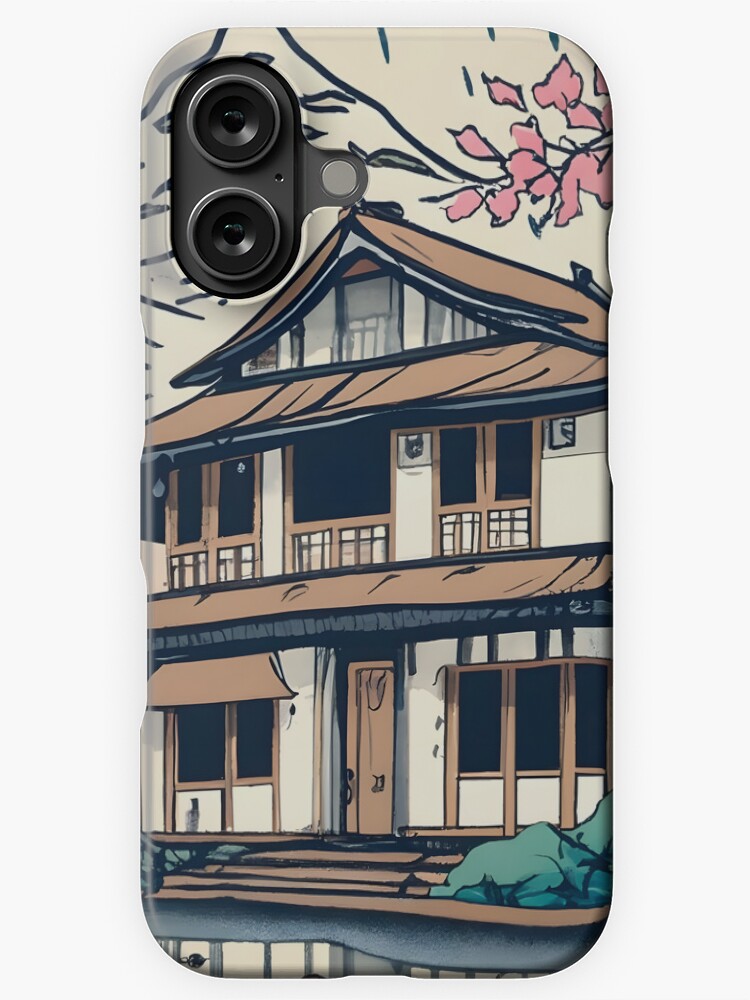 Thumbnail 1 of 4, iPhone Case, Old abandoned Traditional Japanese house Minka Drawing designed and sold by Patricks-Art.
