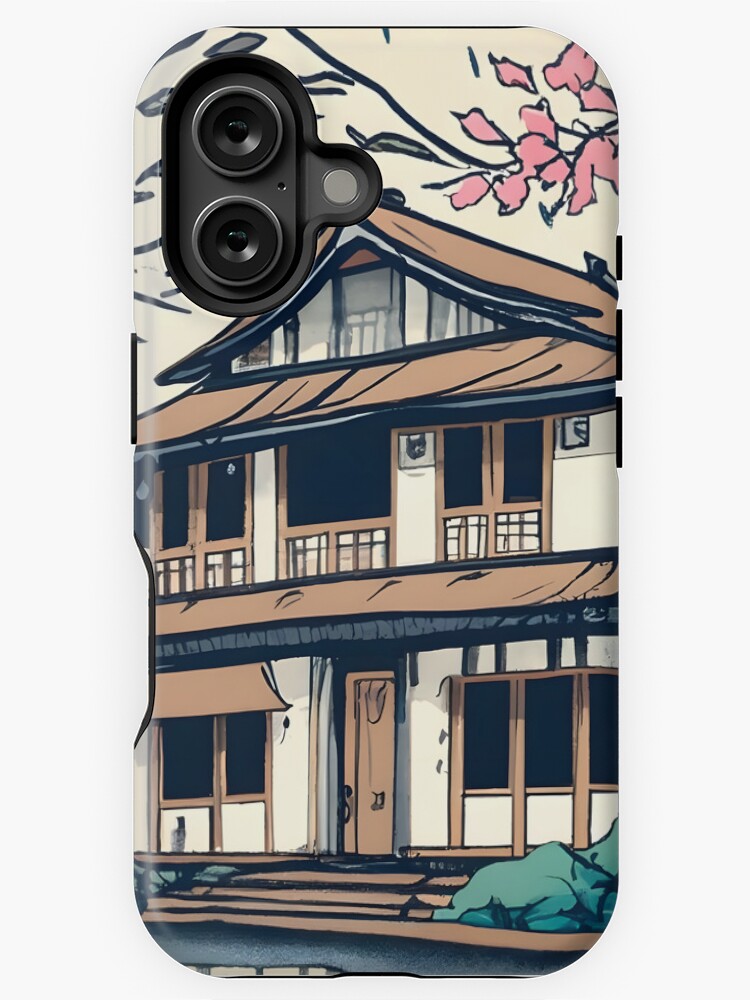 Thumbnail 1 of 4, iPhone Case, Old abandoned Traditional Japanese house Minka Drawing designed and sold by Patricks-Art.