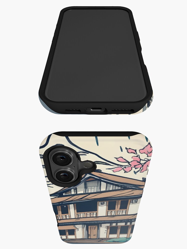 Thumbnail 3 of 4, iPhone Case, Old abandoned Traditional Japanese house Minka Drawing designed and sold by Patricks-Art.