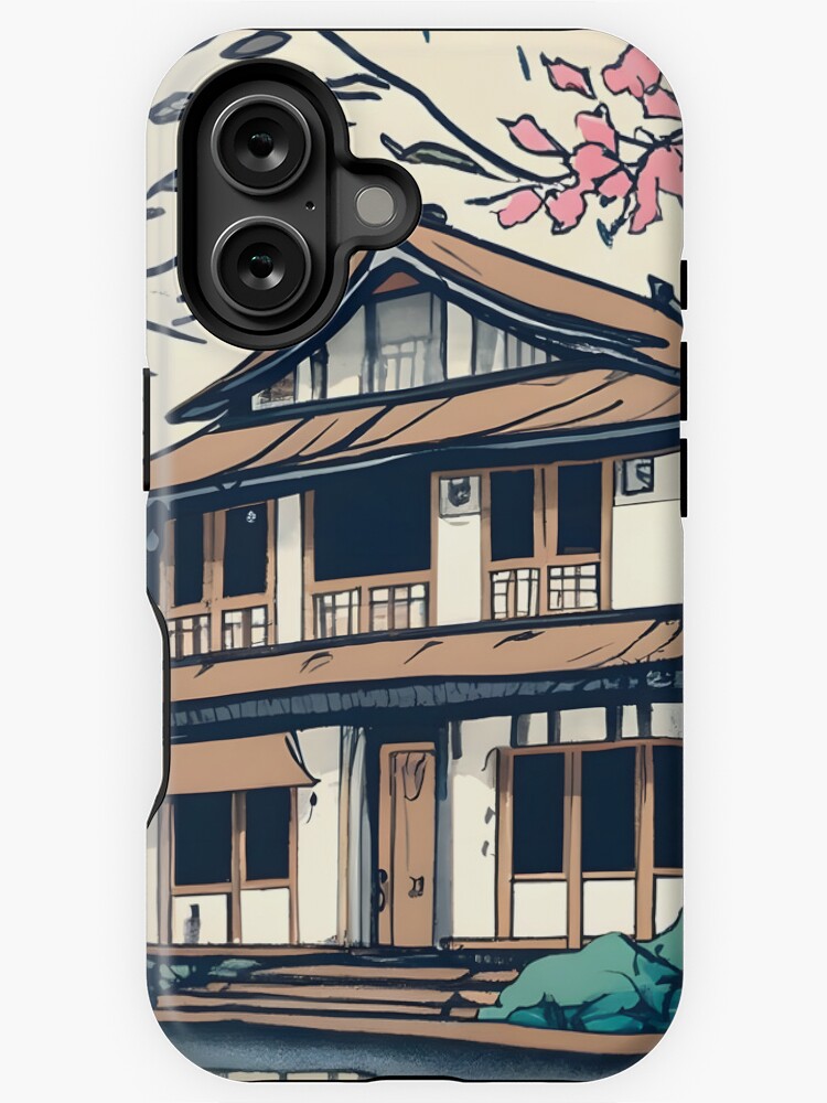 Thumbnail 1 of 4, iPhone Case, Old abandoned Traditional Japanese house Minka Drawing designed and sold by Patricks-Art.