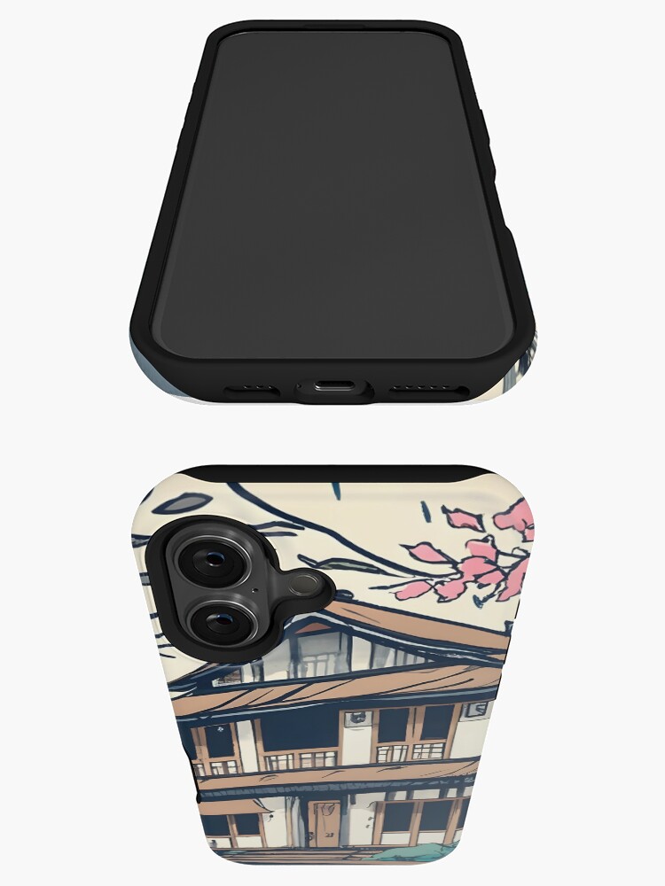 Thumbnail 3 of 4, iPhone Case, Old abandoned Traditional Japanese house Minka Drawing designed and sold by Patricks-Art.