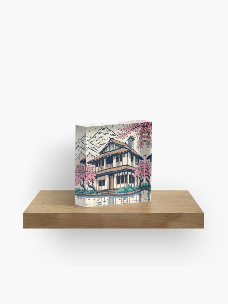 Thumbnail 1 of 5, Acrylic Block, Old abandoned Traditional Japanese house Minka Drawing designed and sold by Patricks-Art.