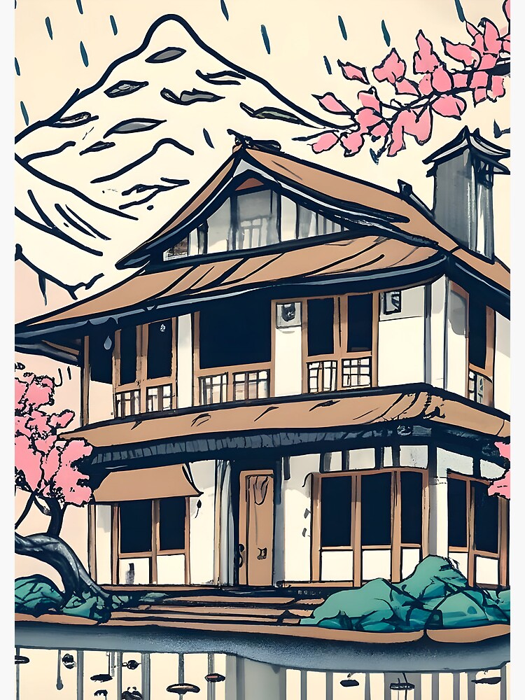 Thumbnail 3 of 3, Journal, Old abandoned Traditional Japanese house Minka Drawing designed and sold by Patricks-Art.