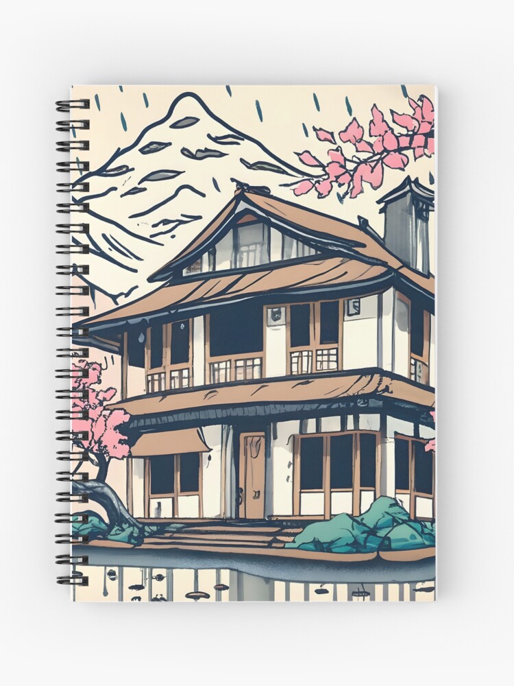 Thumbnail 1 of 3, Journal, Old abandoned Traditional Japanese house Minka Drawing designed and sold by Patricks-Art.