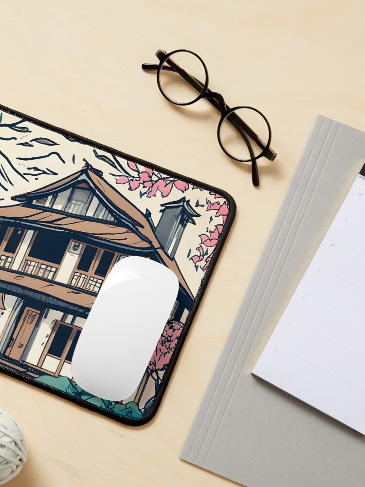 Thumbnail 3 of 5, Mouse Pad, Old abandoned Traditional Japanese house Minka Drawing designed and sold by Patricks-Art.