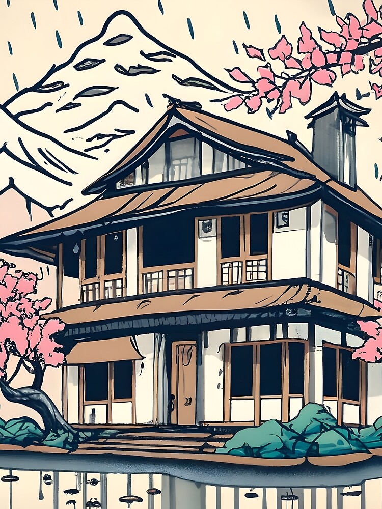 Thumbnail 5 of 5, Graphic T-Shirt, Old abandoned Traditional Japanese house Minka Drawing designed and sold by Patricks-Art.