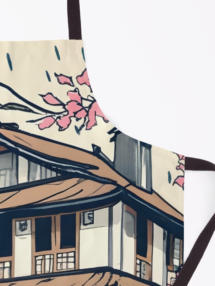 Thumbnail 3 of 6, Apron, Old abandoned Traditional Japanese house Minka Drawing designed and sold by Patricks-Art.