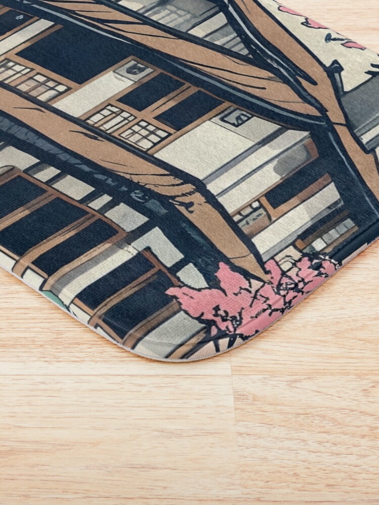 Thumbnail 3 of 6, Bath Mat, Old abandoned Traditional Japanese house Minka Drawing designed and sold by Patricks-Art.