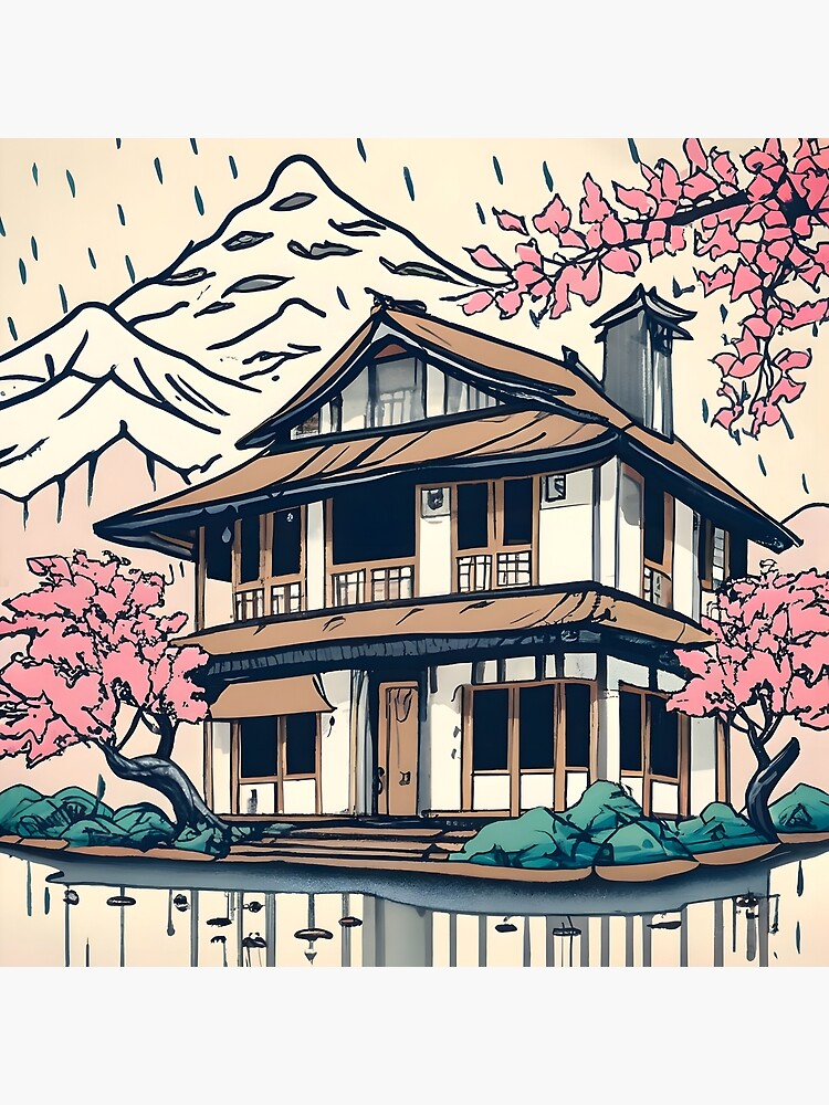 Thumbnail 2 of 2, Postcard, Old abandoned Traditional Japanese house Minka Drawing designed and sold by Patricks-Art.