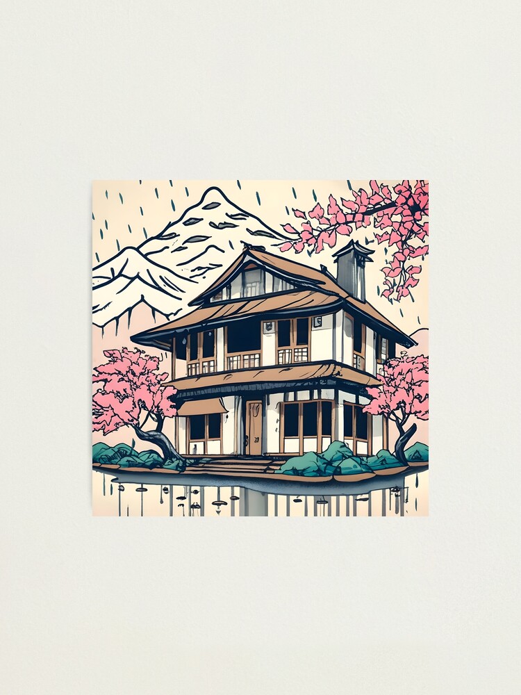 Thumbnail 1 of 3, Photographic Print, Old abandoned Traditional Japanese house Minka Drawing designed and sold by Patricks-Art.