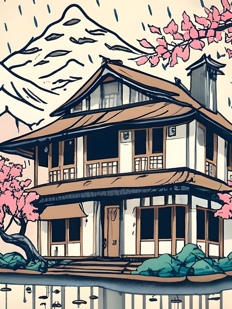 Thumbnail 4 of 4, A-Line Dress, Old abandoned Traditional Japanese house Minka Drawing designed and sold by Patricks-Art.