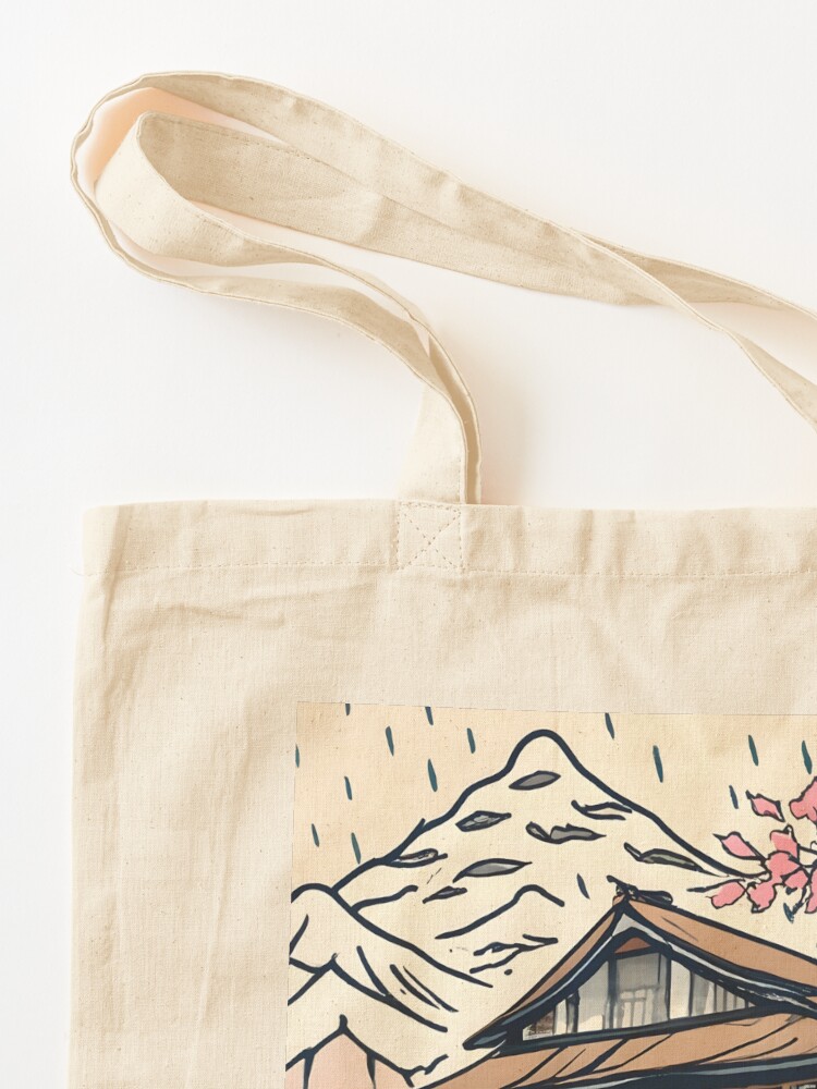 Thumbnail 3 of 5, Tote Bag, Old abandoned Traditional Japanese house Minka Drawing designed and sold by Patricks-Art.