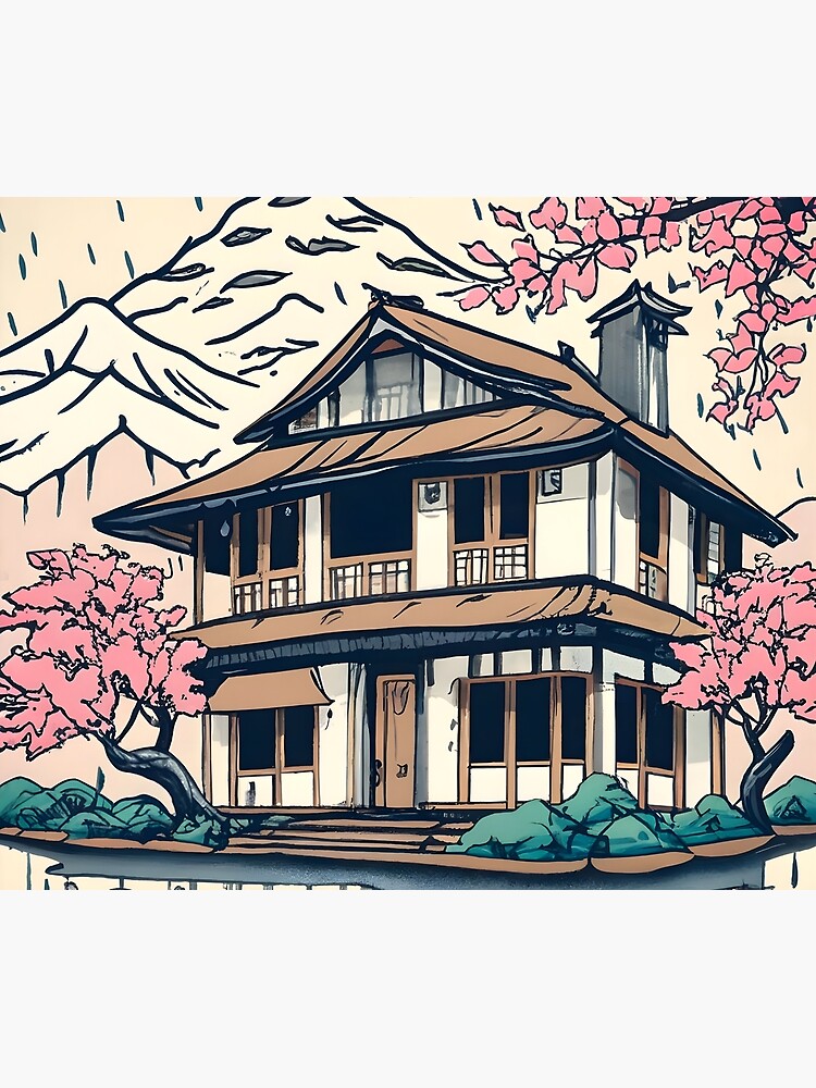 Thumbnail 5 of 5, Shower Curtain, Old abandoned Traditional Japanese house Minka Drawing designed and sold by Patricks-Art.