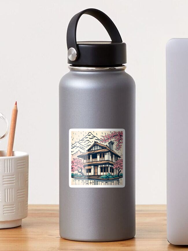Thumbnail 1 of 3, Sticker, Old abandoned Traditional Japanese house Minka Drawing designed and sold by Patricks-Art.