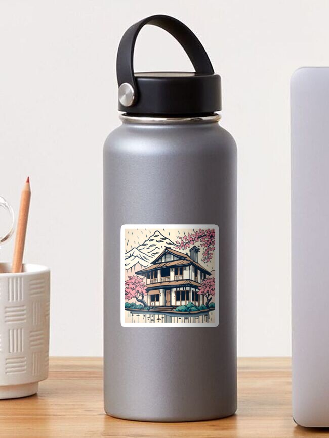Thumbnail 1 of 3, Sticker, Old abandoned Traditional Japanese house Minka Drawing designed and sold by Patricks-Art.