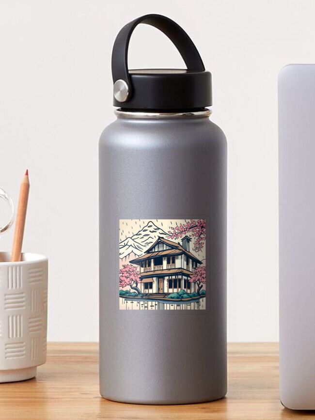 Thumbnail 1 of 3, Sticker, Old abandoned Traditional Japanese house Minka Drawing designed and sold by Patricks-Art.