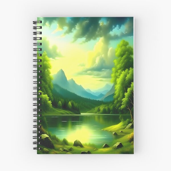 Item preview, Green Tress and River Painting designed and sold by celartinspire.