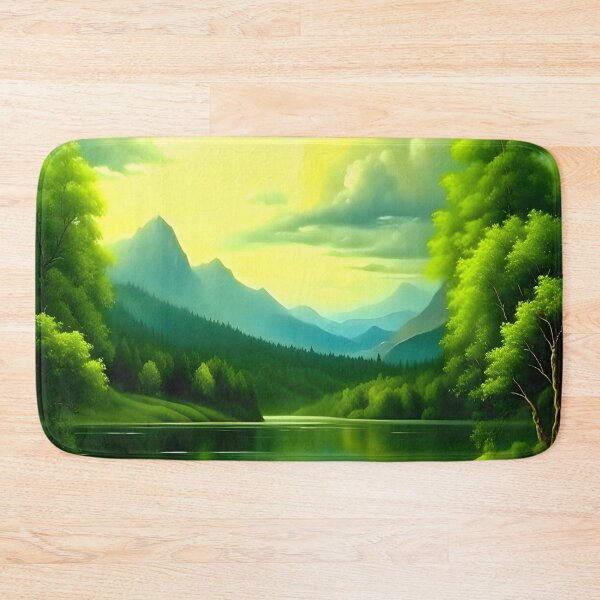 Item preview, Green Tress and River Painting designed and sold by celartinspire.