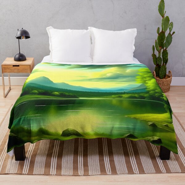 Item preview, Green Tress and River Painting designed and sold by celartinspire.
