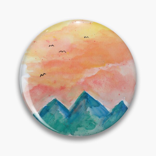 Item preview, Sunset View over the Mountains, Watercolor painting   designed and sold by Lunardreams54.