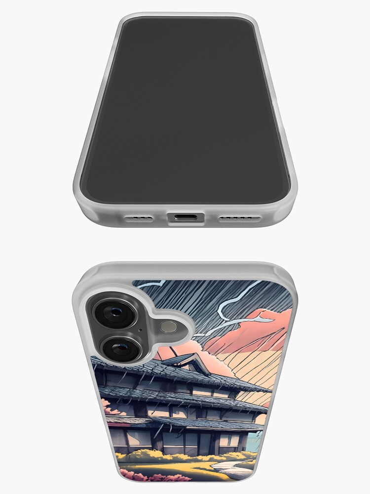 Thumbnail 3 of 5, iPhone Case, Old abandoned Traditional Japanese house Minka, minimalistic ink drawing style designed and sold by Patricks-Art.
