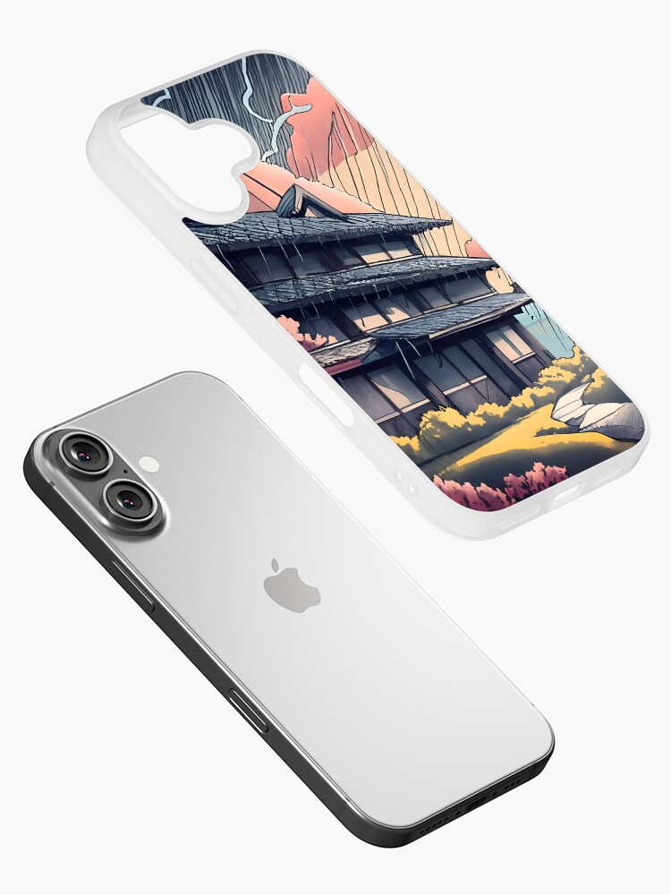 Thumbnail 2 of 5, iPhone Case, Old abandoned Traditional Japanese house Minka, minimalistic ink drawing style designed and sold by Patricks-Art.
