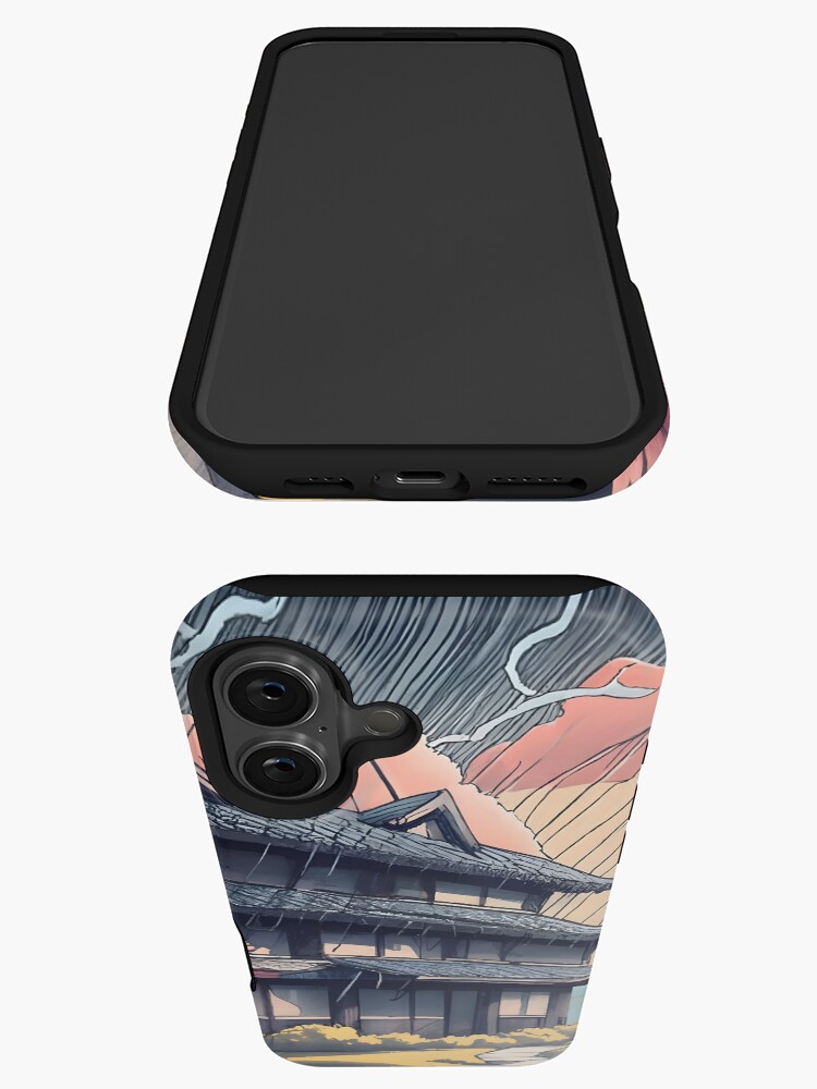 Thumbnail 3 of 4, iPhone Case, Old abandoned Traditional Japanese house Minka, minimalistic ink drawing style designed and sold by Patricks-Art.