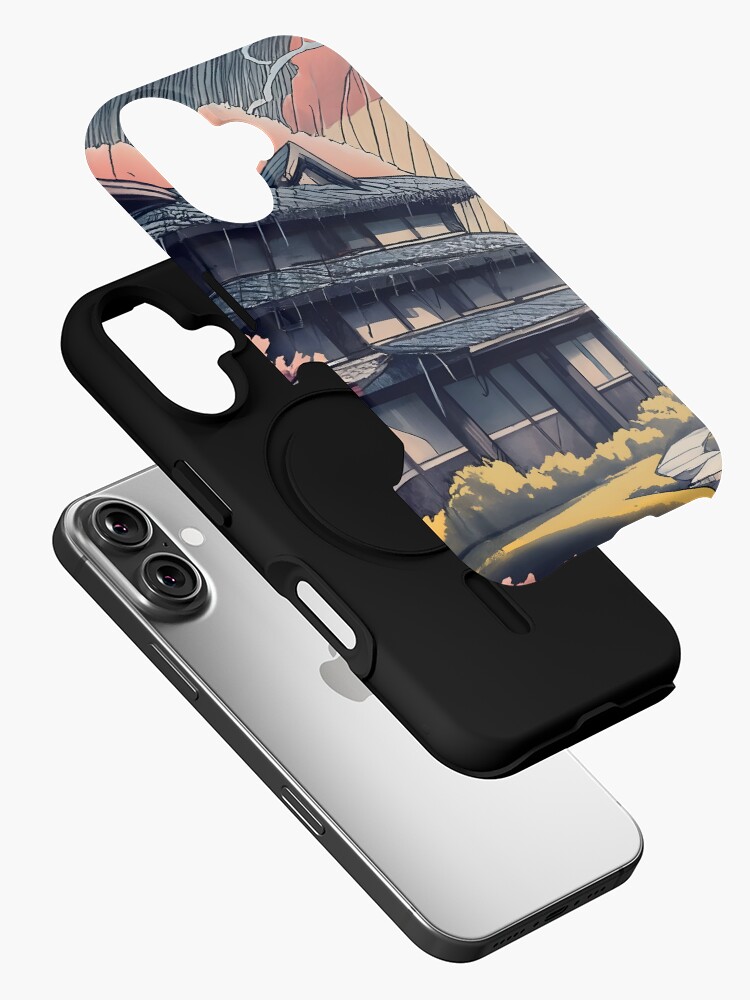 Thumbnail 2 of 4, iPhone Case, Old abandoned Traditional Japanese house Minka, minimalistic ink drawing style designed and sold by Patricks-Art.