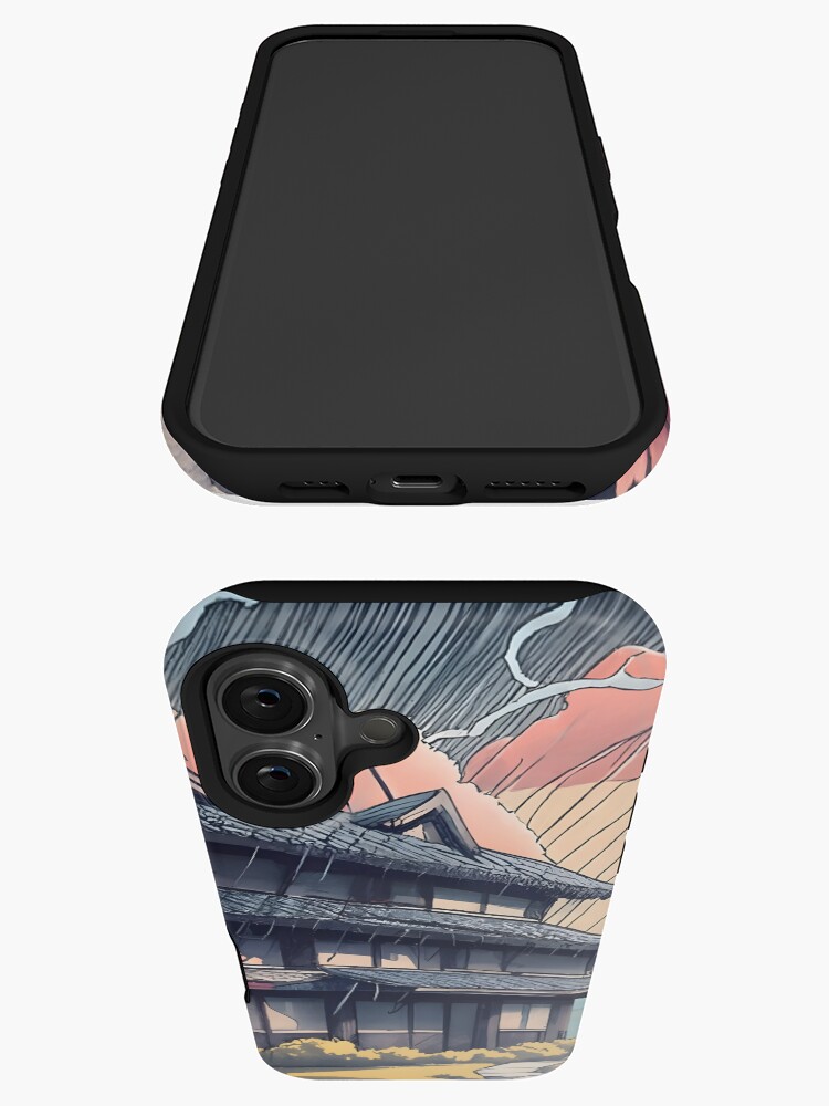 Thumbnail 3 of 4, iPhone Case, Old abandoned Traditional Japanese house Minka, minimalistic ink drawing style designed and sold by Patricks-Art.