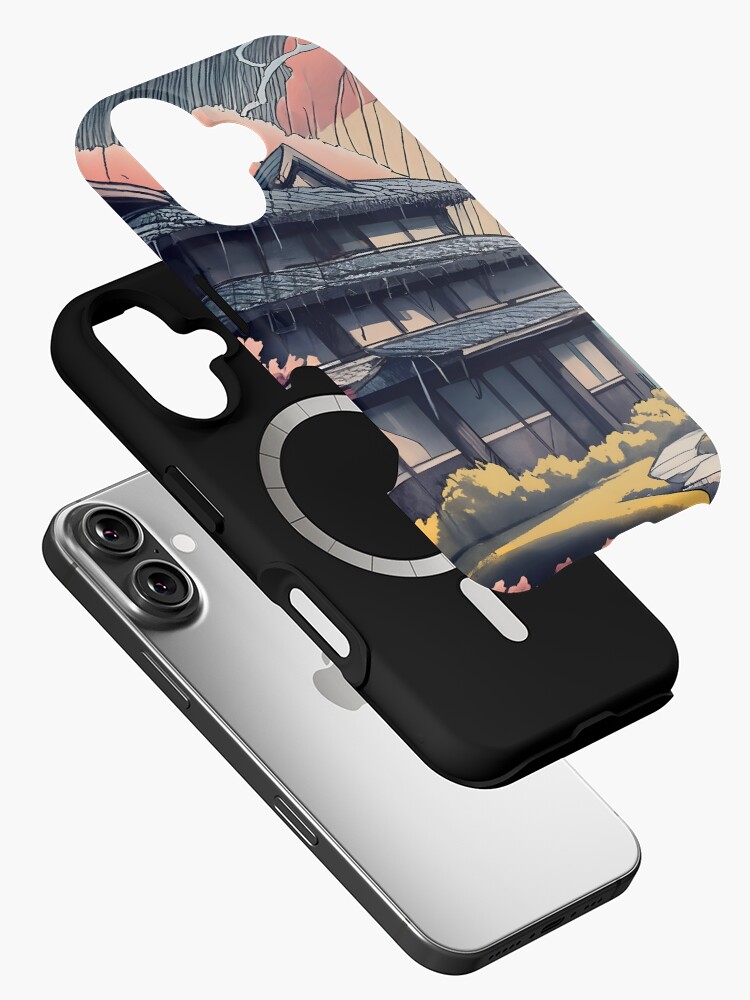 Thumbnail 2 of 4, iPhone Case, Old abandoned Traditional Japanese house Minka, minimalistic ink drawing style designed and sold by Patricks-Art.