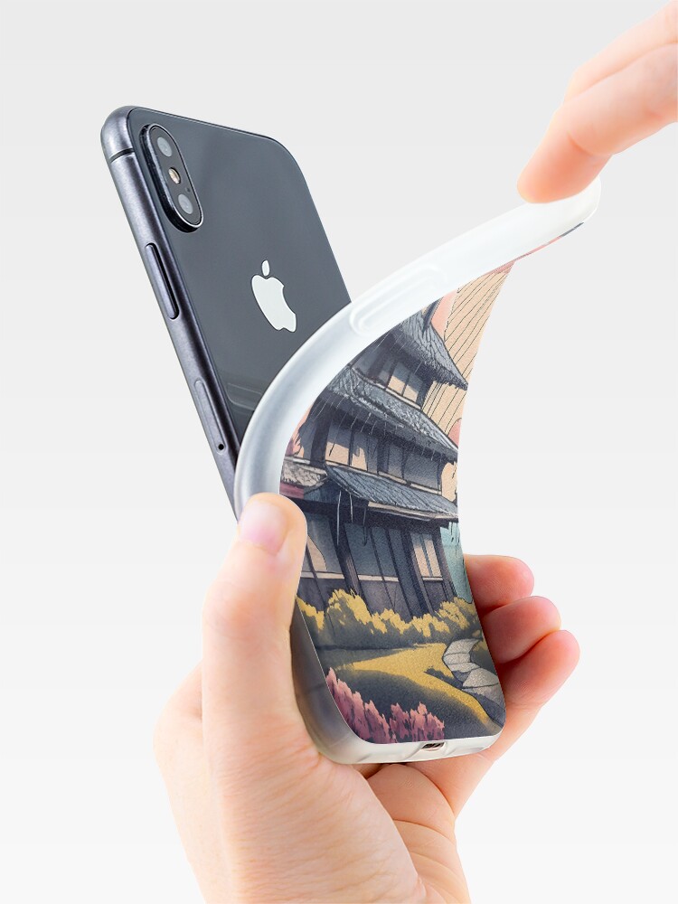 Thumbnail 4 of 5, iPhone Case, Old abandoned Traditional Japanese house Minka, minimalistic ink drawing style designed and sold by Patricks-Art.