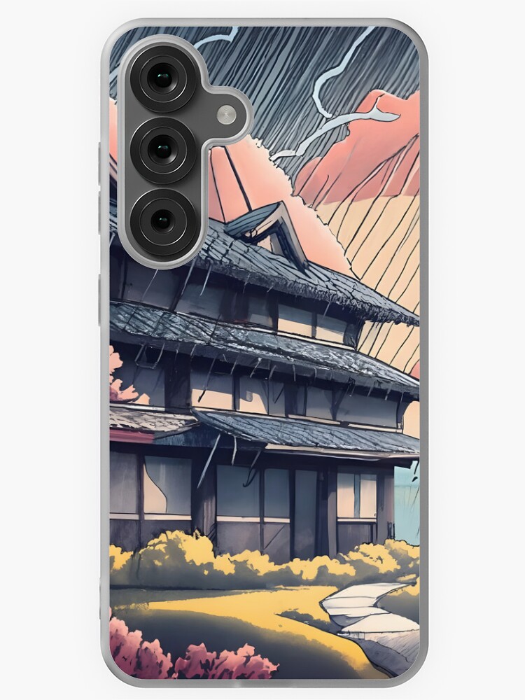 Thumbnail 1 of 4, Samsung Galaxy Phone Case, Old abandoned Traditional Japanese house Minka, minimalistic ink drawing style designed and sold by Patricks-Art.