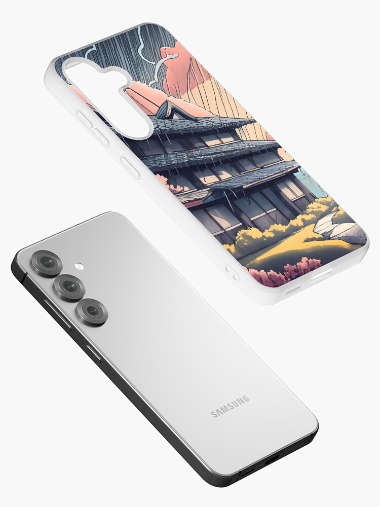 Thumbnail 2 of 4, Samsung Galaxy Phone Case, Old abandoned Traditional Japanese house Minka, minimalistic ink drawing style designed and sold by Patricks-Art.