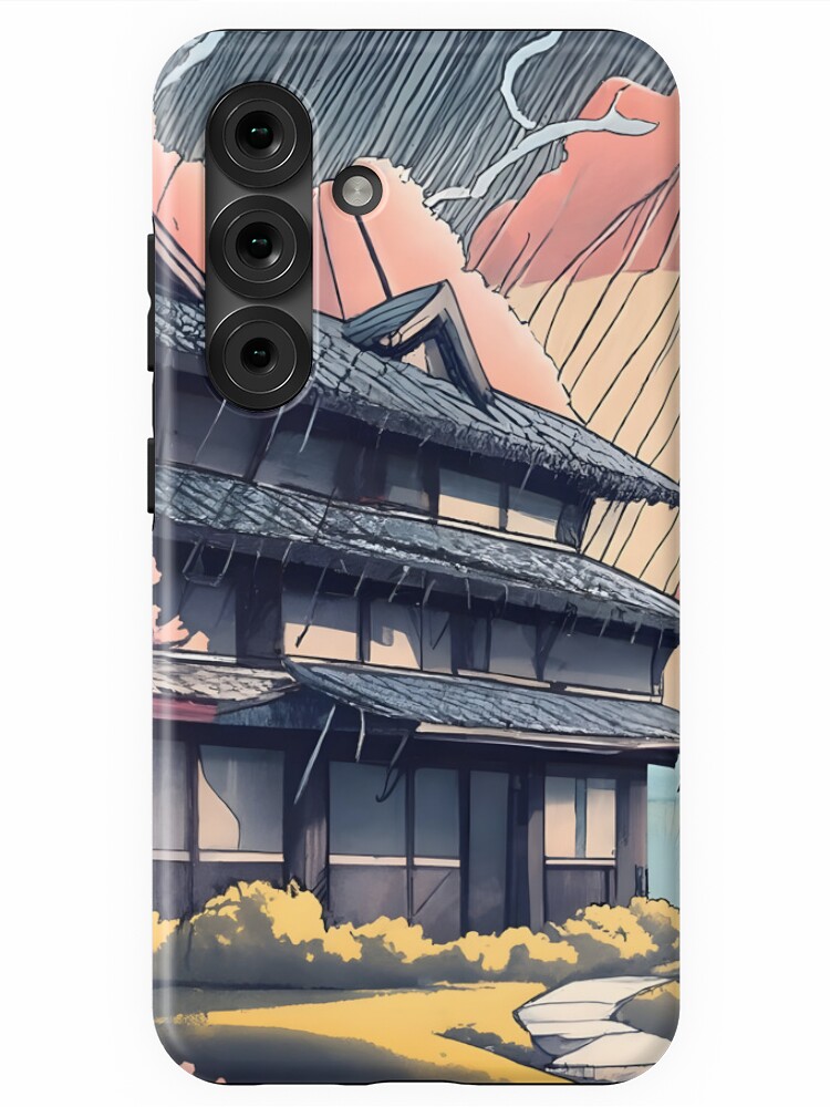 Thumbnail 1 of 4, Samsung Galaxy Phone Case, Old abandoned Traditional Japanese house Minka, minimalistic ink drawing style designed and sold by Patricks-Art.