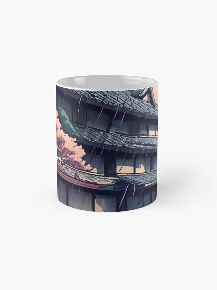 Thumbnail 4 of 6, Coffee Mug, Old abandoned Traditional Japanese house Minka, minimalistic ink drawing style designed and sold by Patricks-Art.