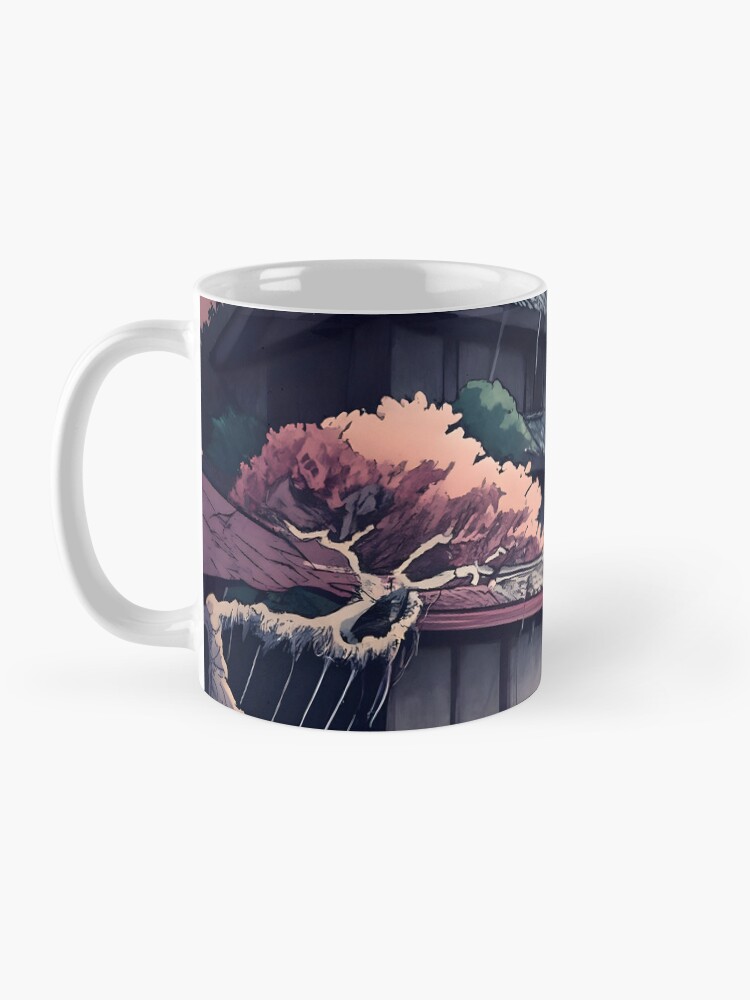 Thumbnail 3 of 6, Coffee Mug, Old abandoned Traditional Japanese house Minka, minimalistic ink drawing style designed and sold by Patricks-Art.