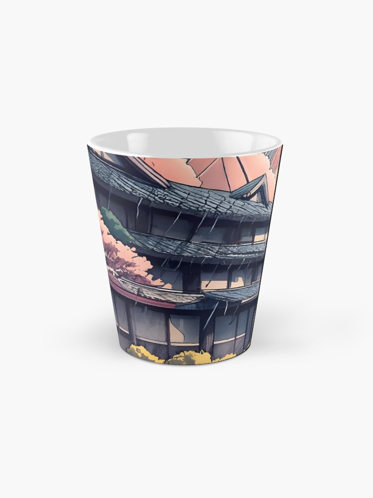Thumbnail 2 of 4, Coffee Mug, Old abandoned Traditional Japanese house Minka, minimalistic ink drawing style designed and sold by Patricks-Art.