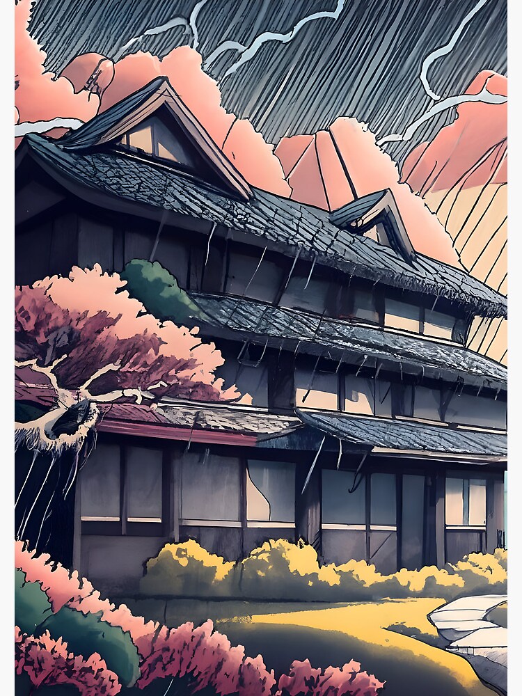 Thumbnail 3 of 3, Journal, Old abandoned Traditional Japanese house Minka, minimalistic ink drawing style designed and sold by Patricks-Art.