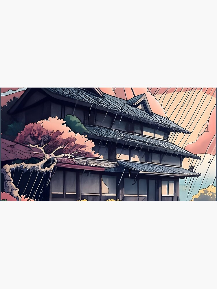 Thumbnail 5 of 5, Mouse Pad, Old abandoned Traditional Japanese house Minka, minimalistic ink drawing style designed and sold by Patricks-Art.