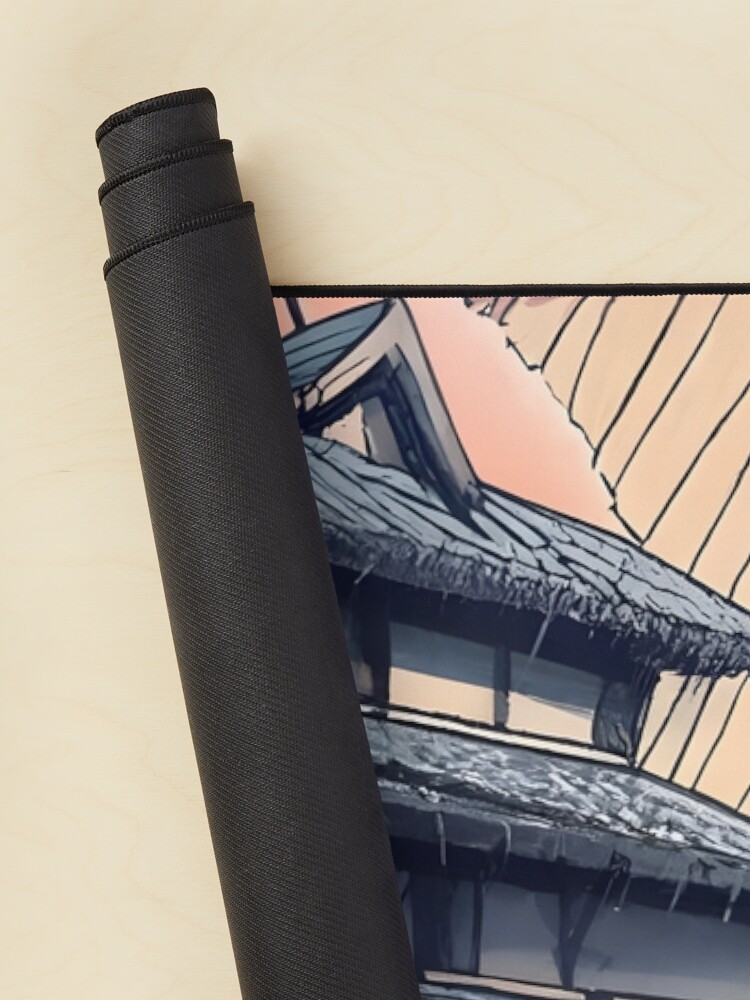 Thumbnail 2 of 5, Mouse Pad, Old abandoned Traditional Japanese house Minka, minimalistic ink drawing style designed and sold by Patricks-Art.