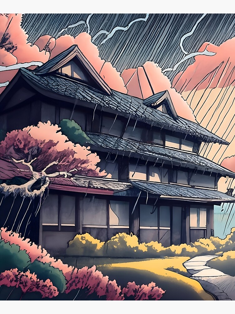 Thumbnail 6 of 6, Apron, Old abandoned Traditional Japanese house Minka, minimalistic ink drawing style designed and sold by Patricks-Art.